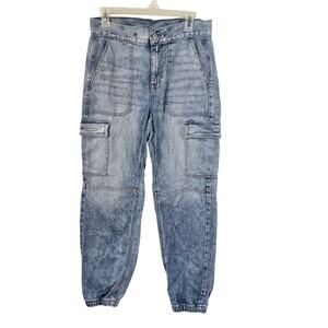 American Eagle Jeans Women's 4 Denim Cargo Joggers Light Wash Beachy Athleisure